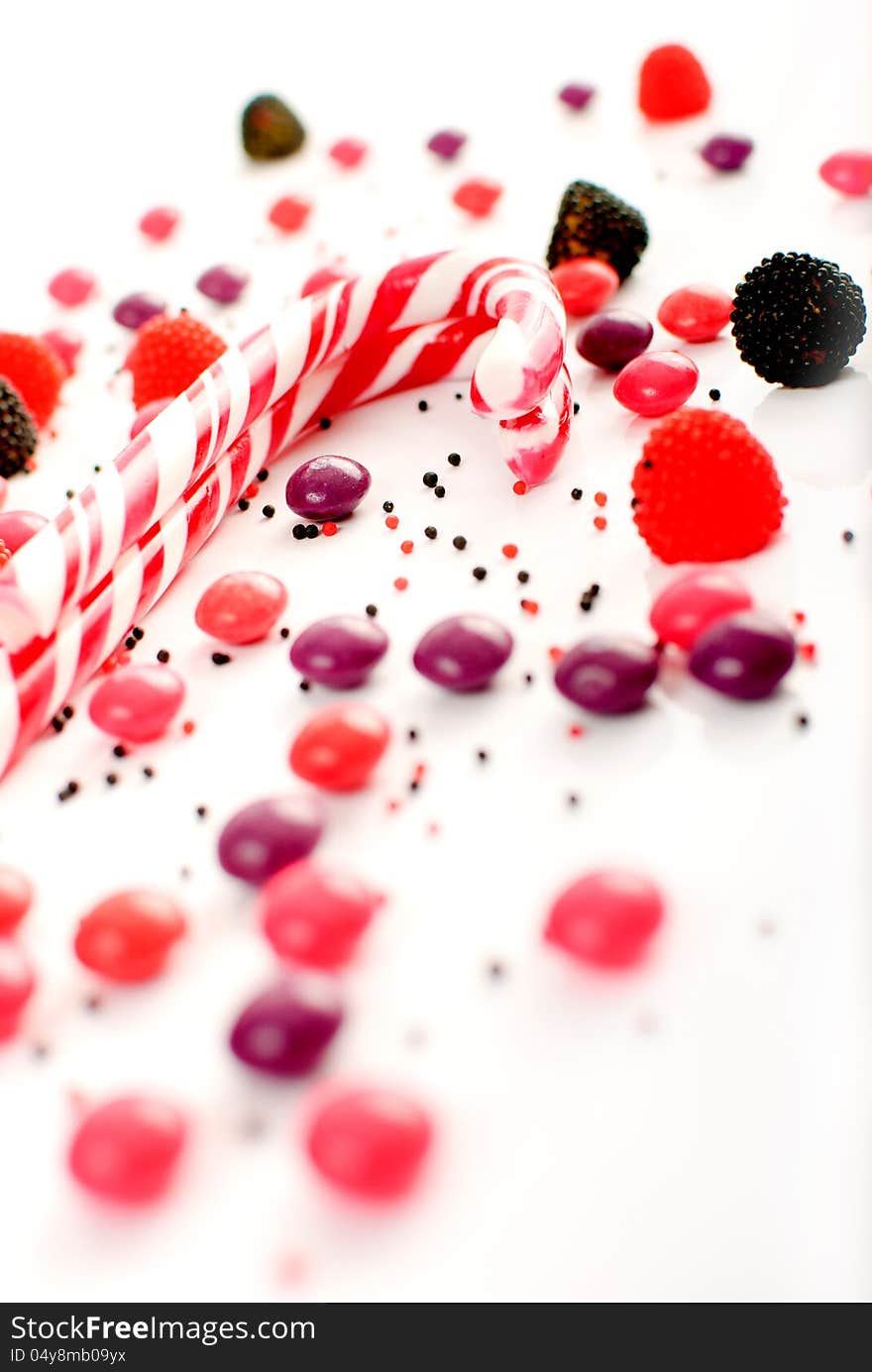 Multiple candies on a white background. Multiple candies on a white background