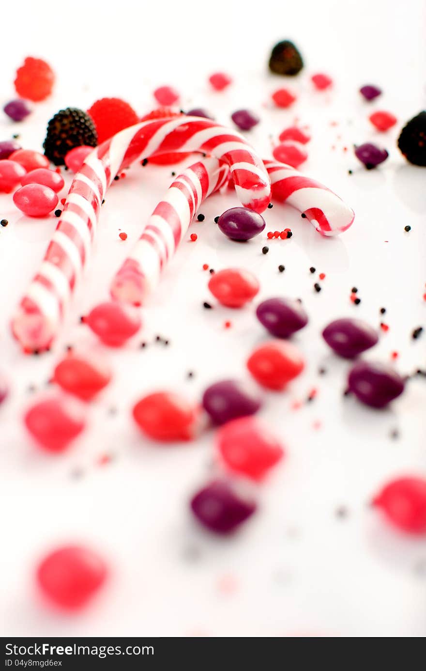 Multiple candies on a white background. Multiple candies on a white background