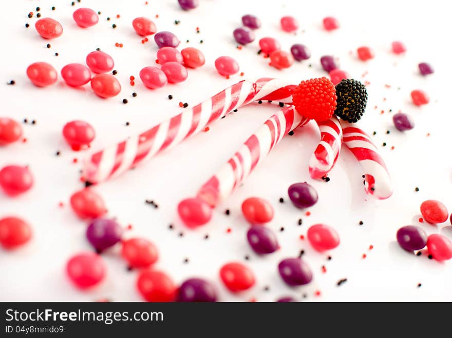 Multiple candies on a white background. Multiple candies on a white background