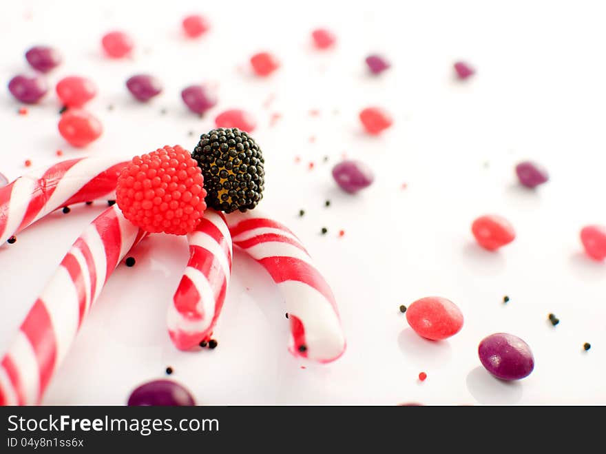 Multiple candies on a white background. Multiple candies on a white background