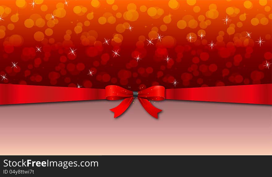 Greeting card with red bow and copy space. Greeting card with red bow and copy space