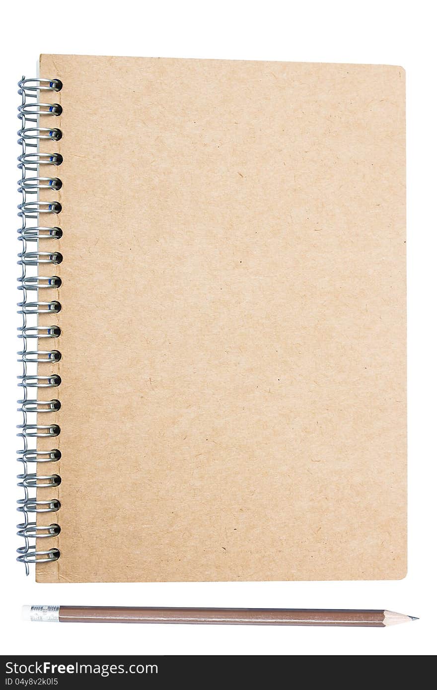 Plain Note Book Cover With Blank Space Included Pencil Isolate On White Background. Plain Note Book Cover With Blank Space Included Pencil Isolate On White Background