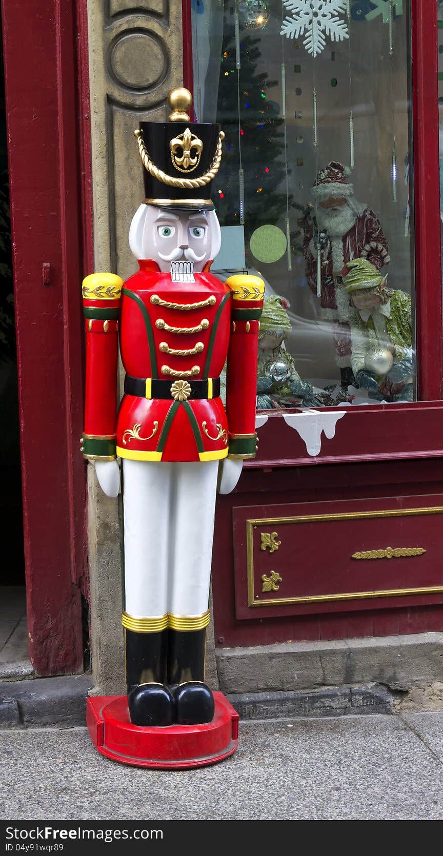 Nutcracker standing guard near the entrance