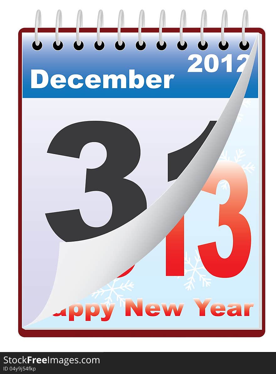 Calendar with New Year 2013 date vector illustration