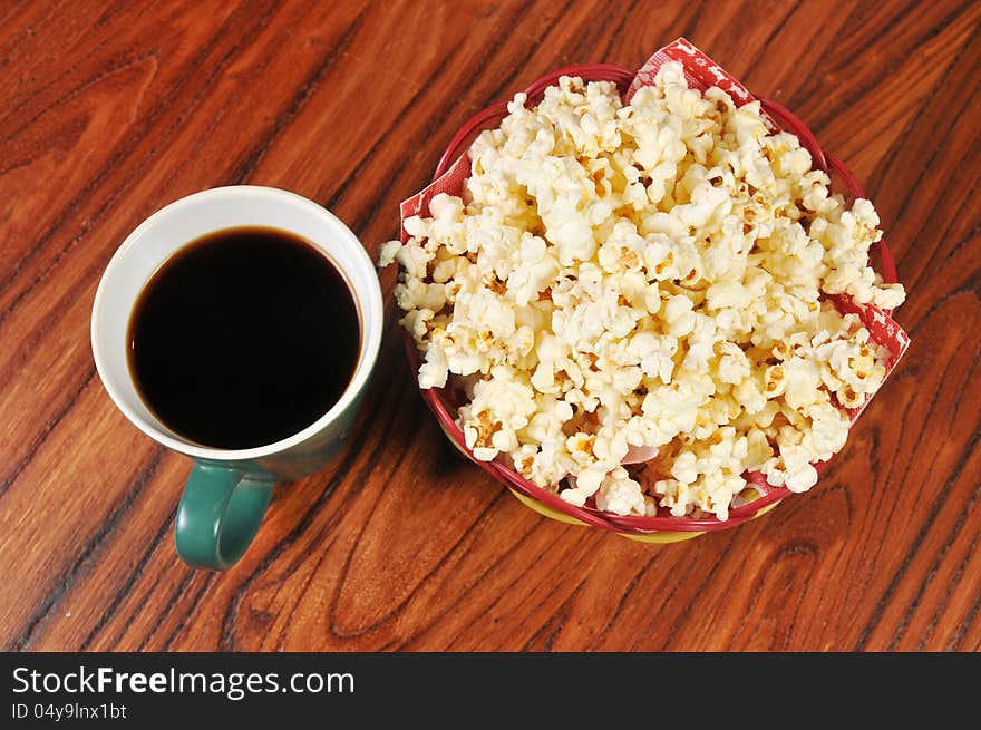 Popcorn and coffee