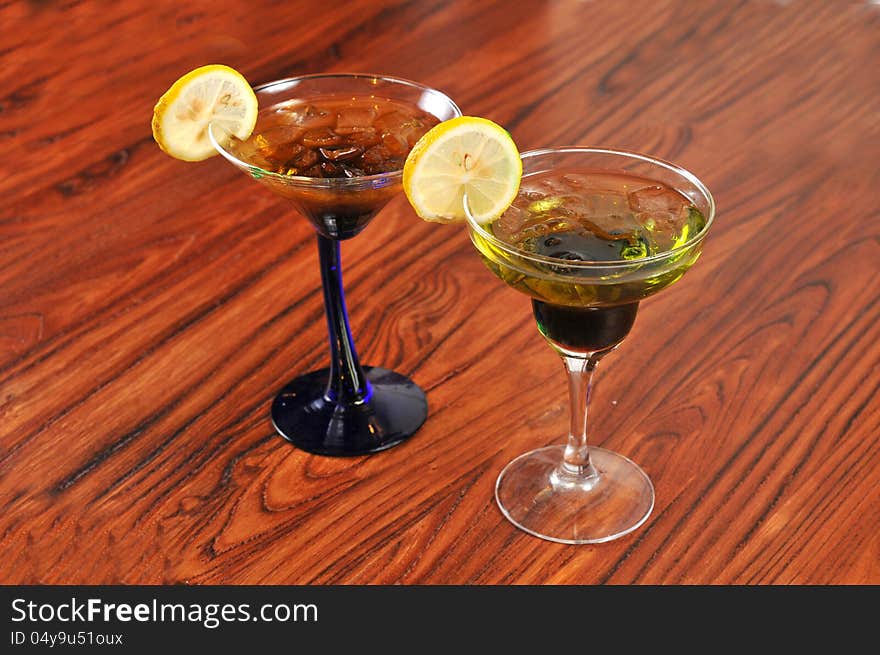 Cocktail cups on the table