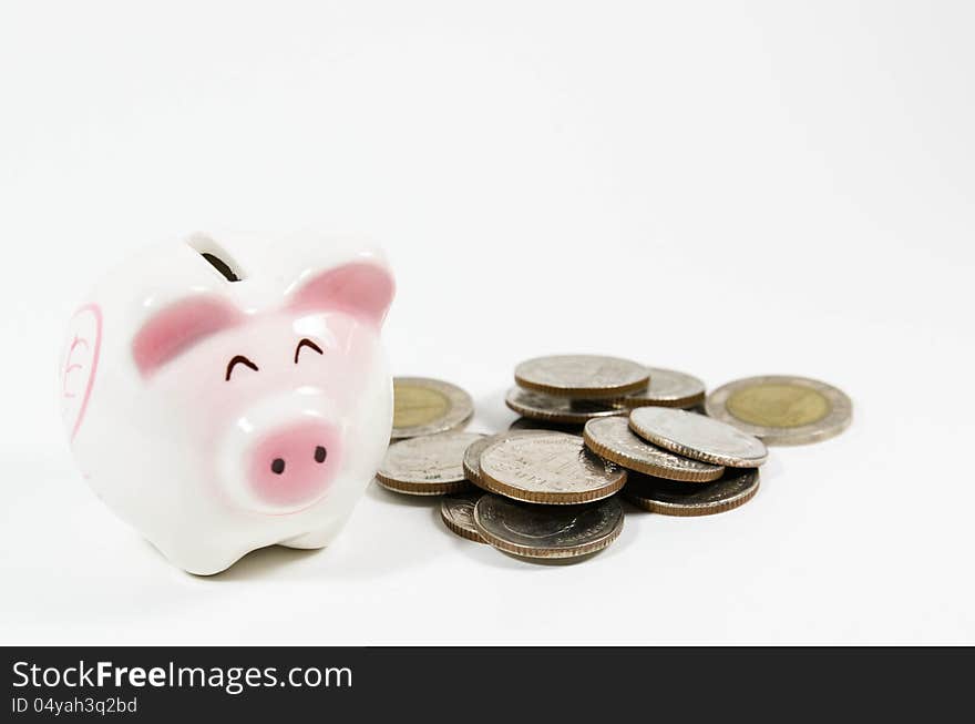 Piggy bank  on white background