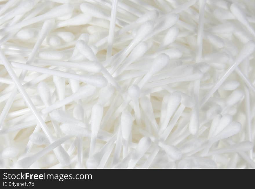 Cotton swabs close up on white background