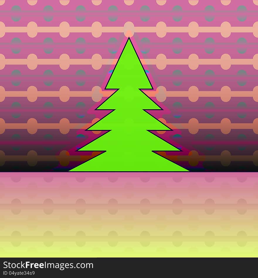 Christmas tree on pink horizontal pattern