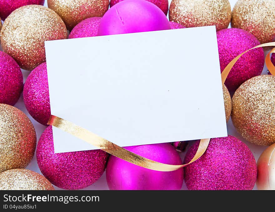 Christmas decorations and blank card