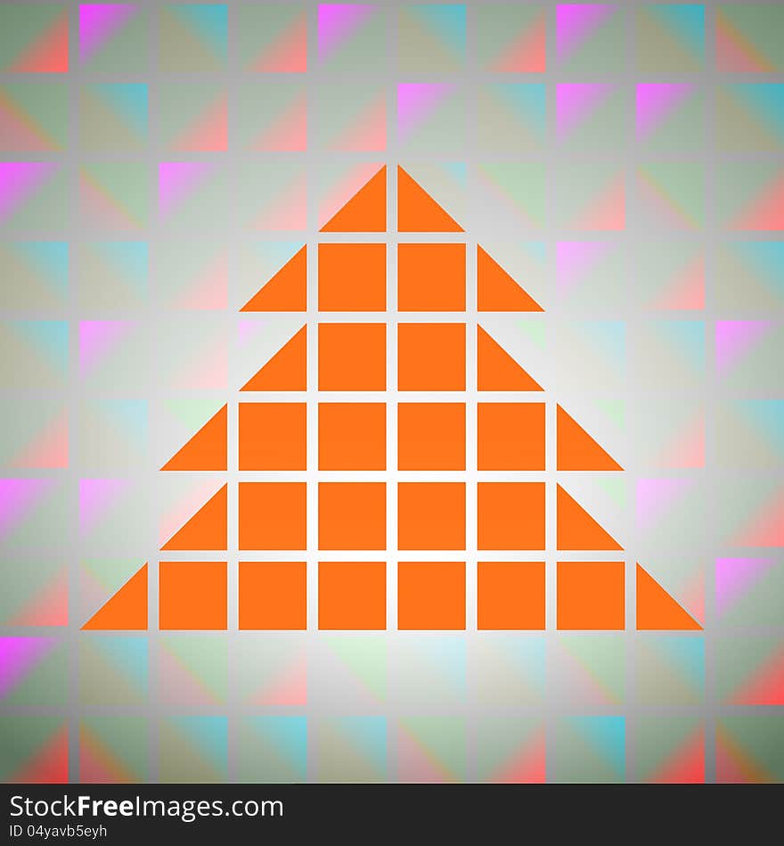 Colorful Square Grid With Tree Silhouette Vector