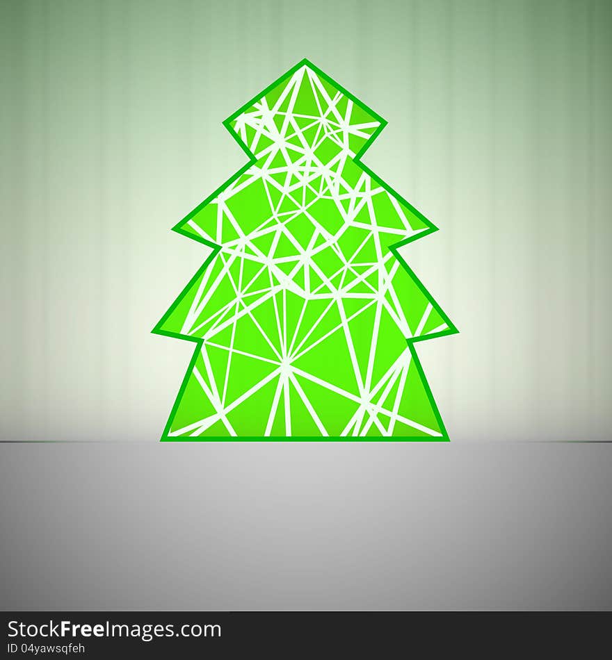 Green triangular christmas tree silhouette vector card. Green triangular christmas tree silhouette vector card