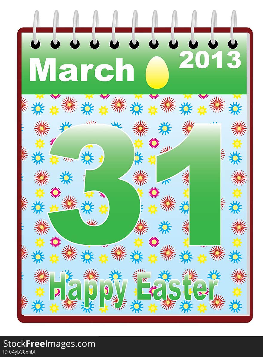 Calendar with catholic Easter Sunday date vector illustration