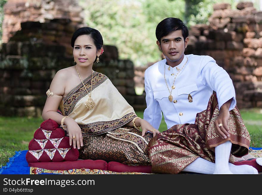 Asian Thai Couple Bride And Bridegroom