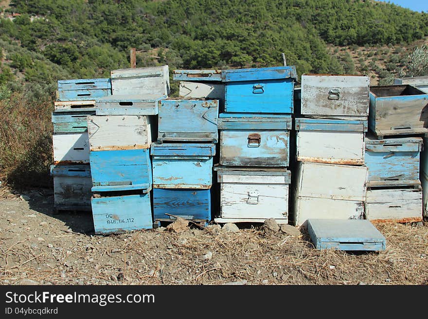 Old vintage bee box at nature