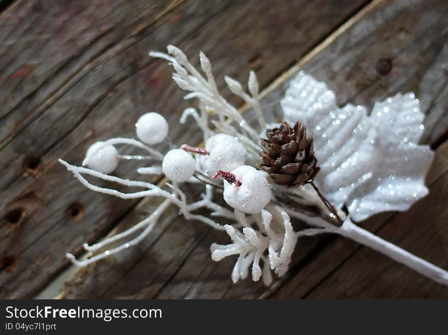 Photo of christmas decorations on wooden background. Photo of christmas decorations on wooden background