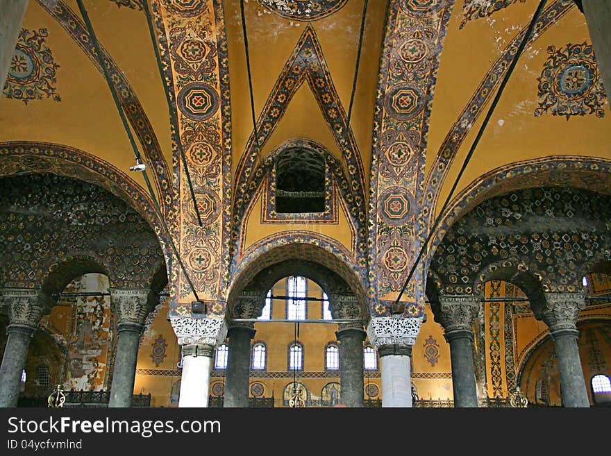 Hagia Sophia Museum in Istanbul, Interior. Hagia Sophia Museum in Istanbul, Interior