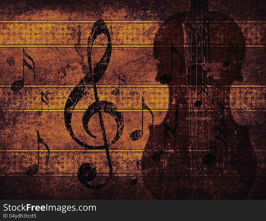 Vintage musical background with violin