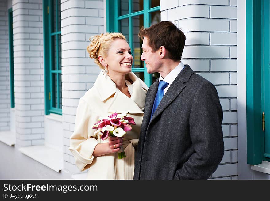 Happy bride and groom