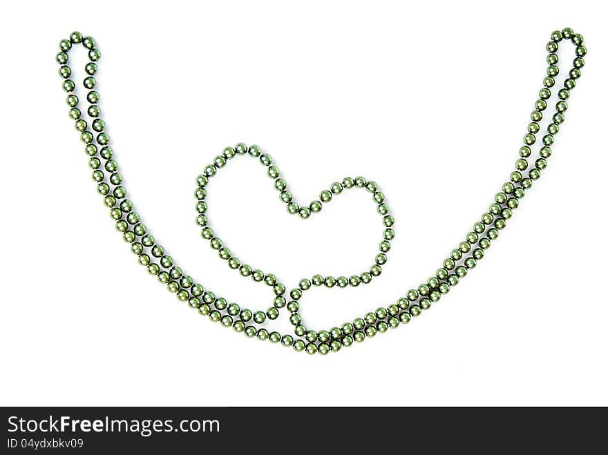 Background heart of of beads isolated on white background