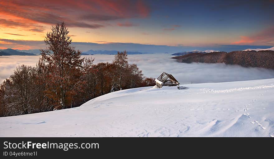 Morning landscape in the mountains