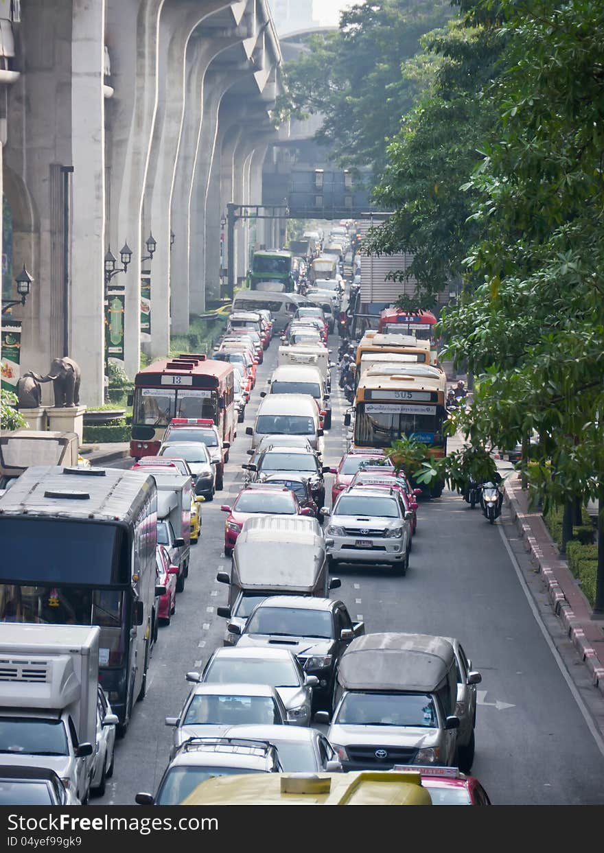 Rush hour of traffic in Bangkok. Rush hour of traffic in Bangkok