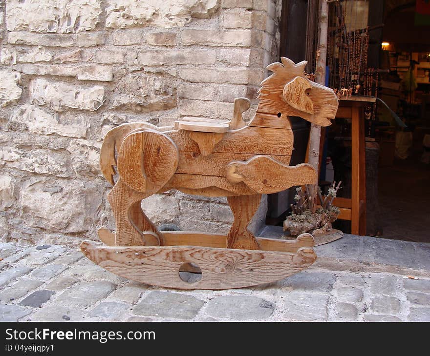 Old, wooden rocking chair for children. Old, wooden rocking chair for children