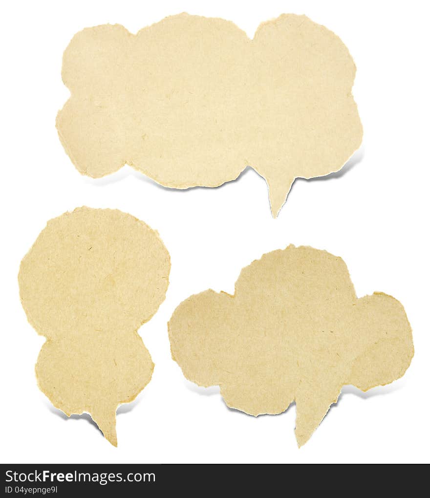 Paper torn bubble talk tag craft stick on white background