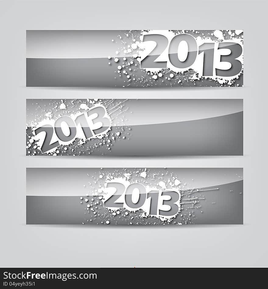 Set of abstract New Year headers, banners