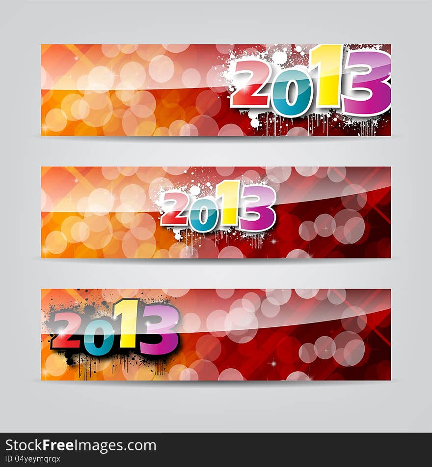 New year colorful header and banner set