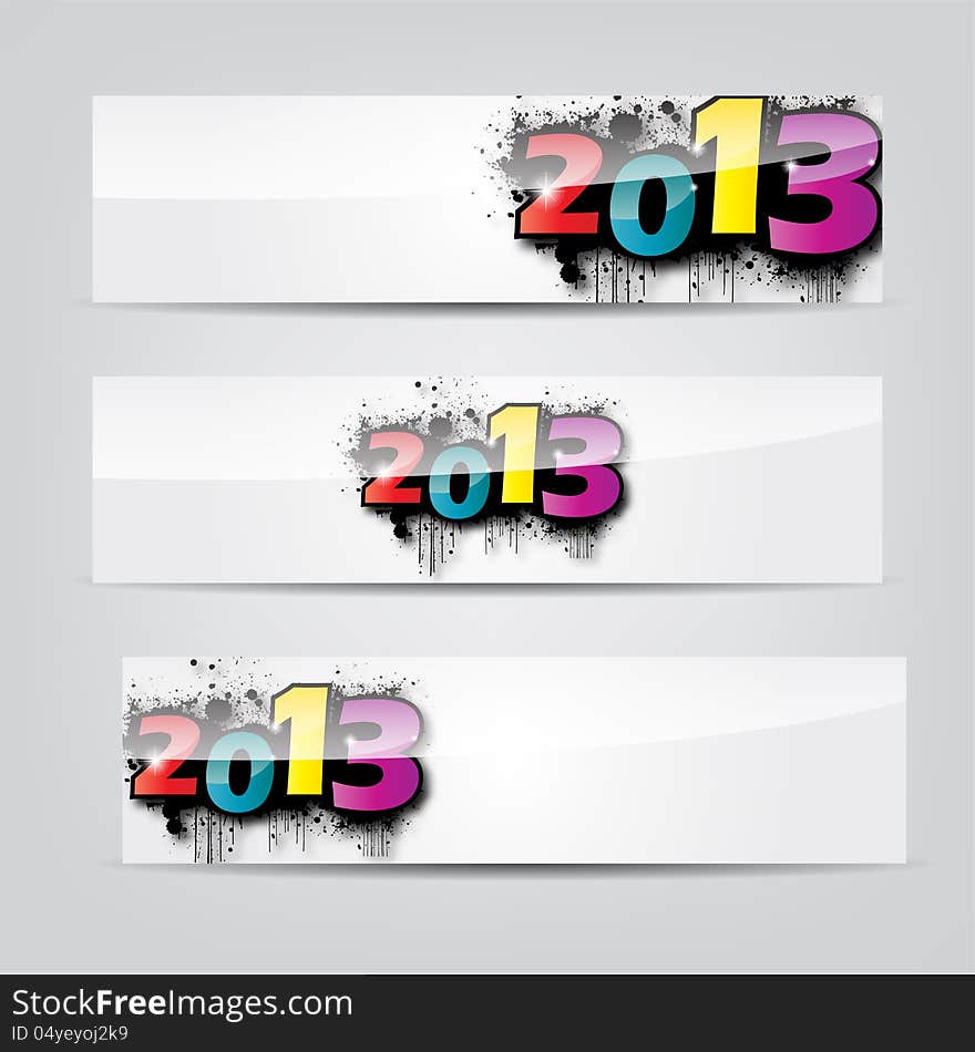 Set of abstract New Year headers, banners