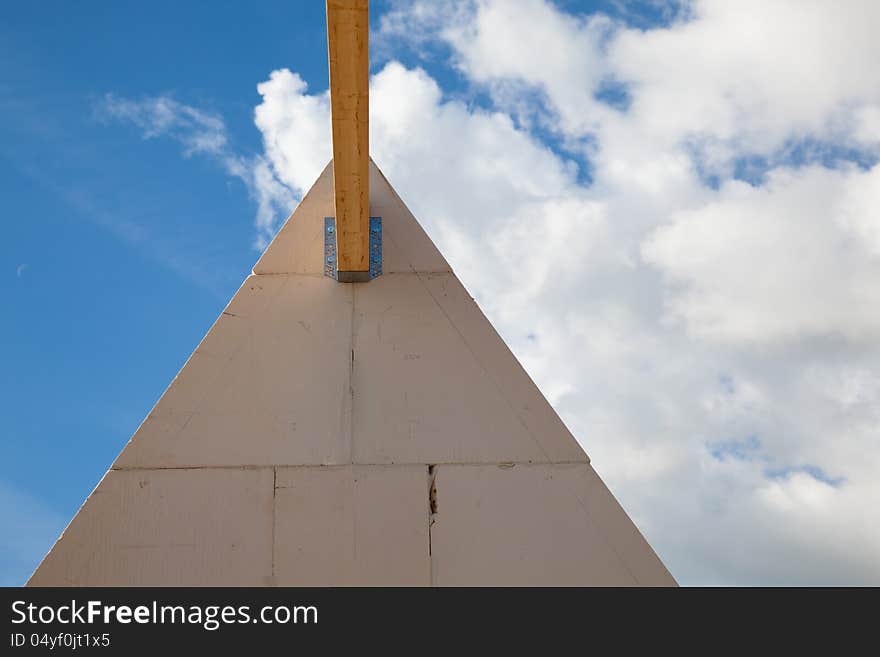 Detail of a roof construction with ladder. Detail of a roof construction with ladder