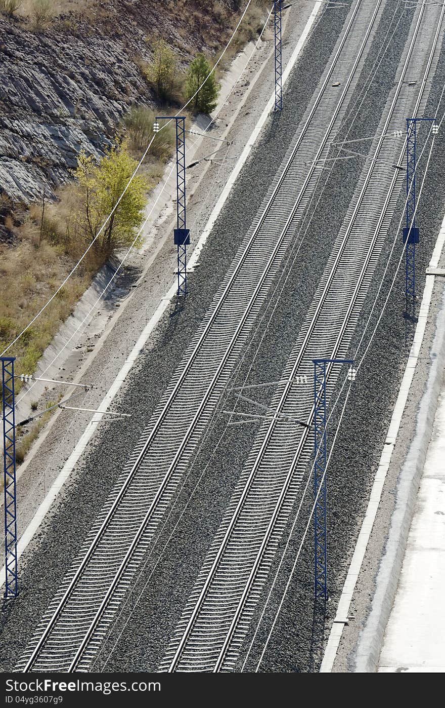 View of a railway line from above