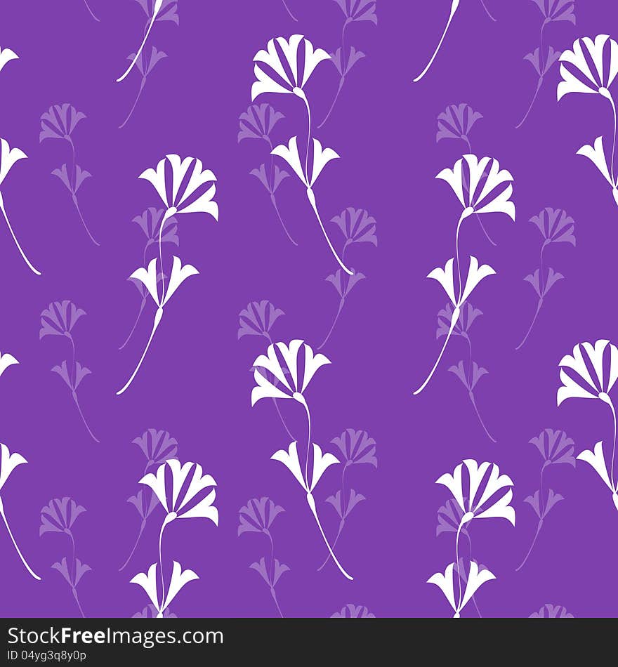 Seamless flower texture, white flowers on purple background