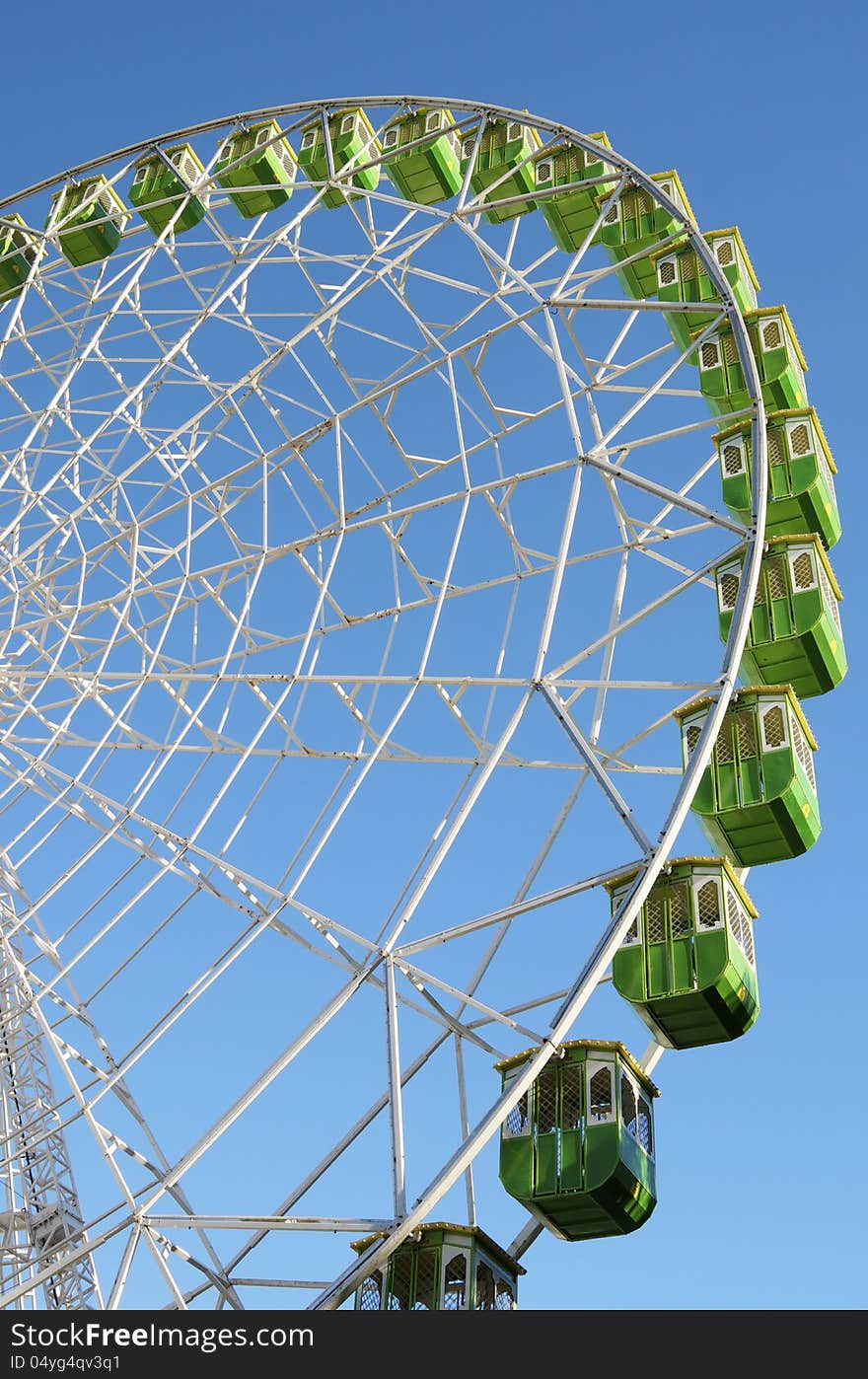 Noria booths with blue sky in Sevilla, Andalusia, Spain. Noria booths with blue sky in Sevilla, Andalusia, Spain