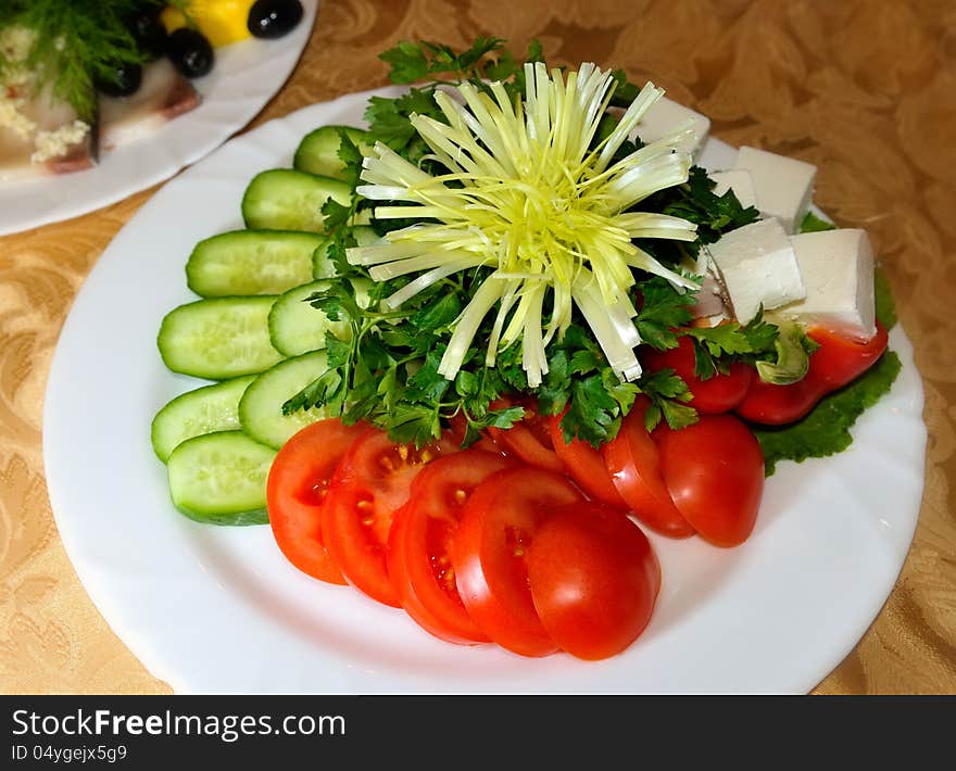 Fresh vegetable platter with parsley