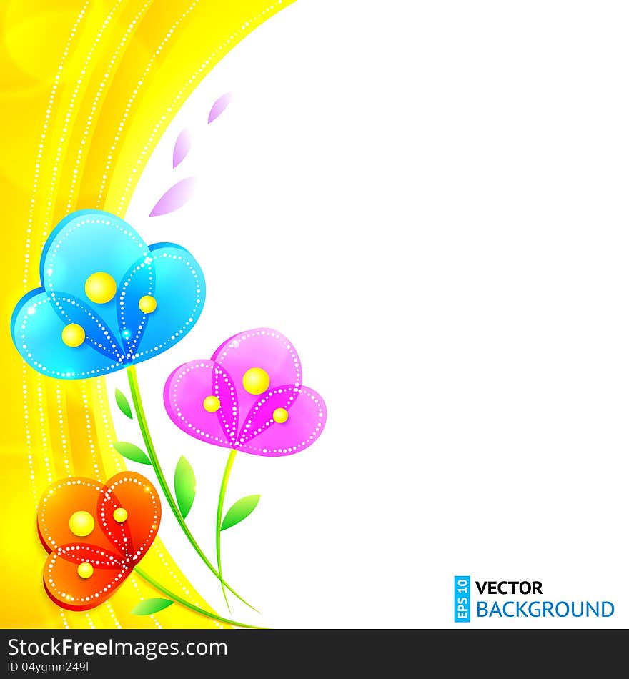 Bright shining rainbow flowers vector background. Bright shining rainbow flowers vector background