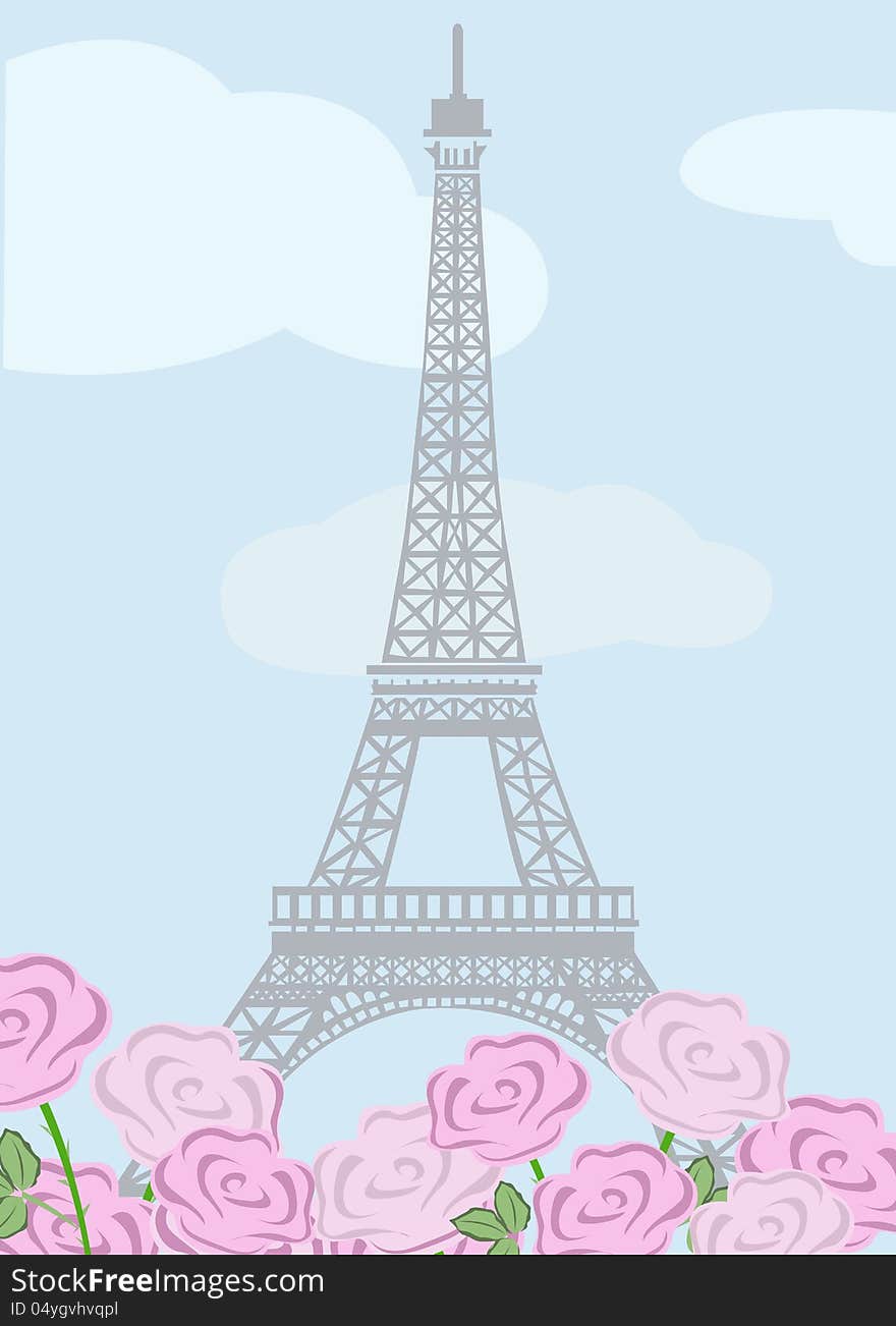 Eiffel Tower With Roses