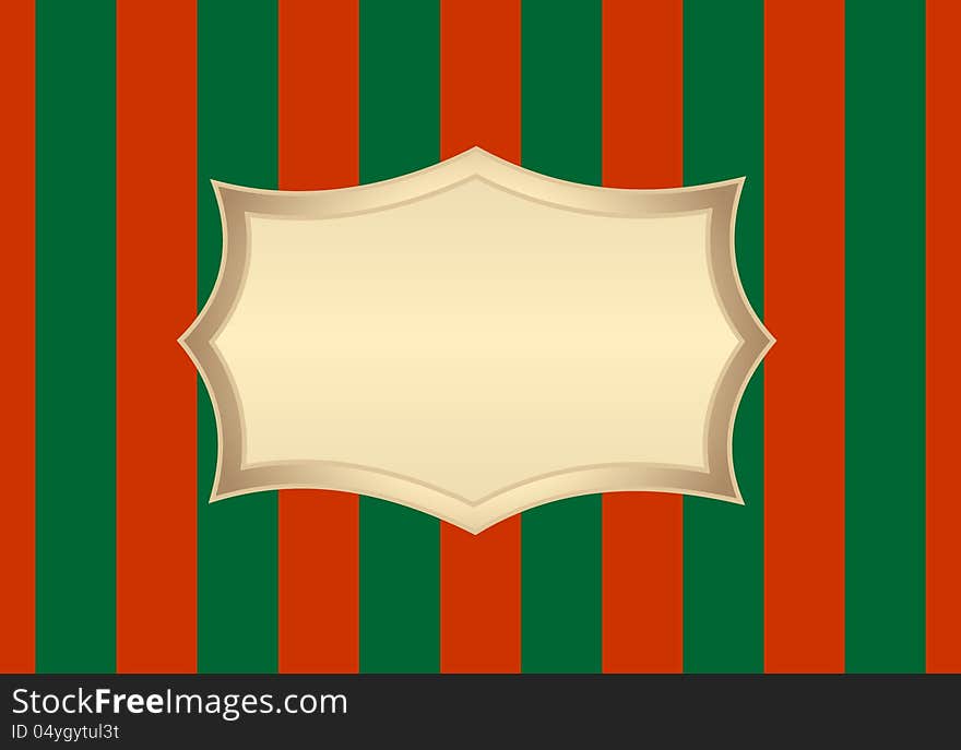 Christmas elegant gold frame on red and green background. Christmas elegant gold frame on red and green background