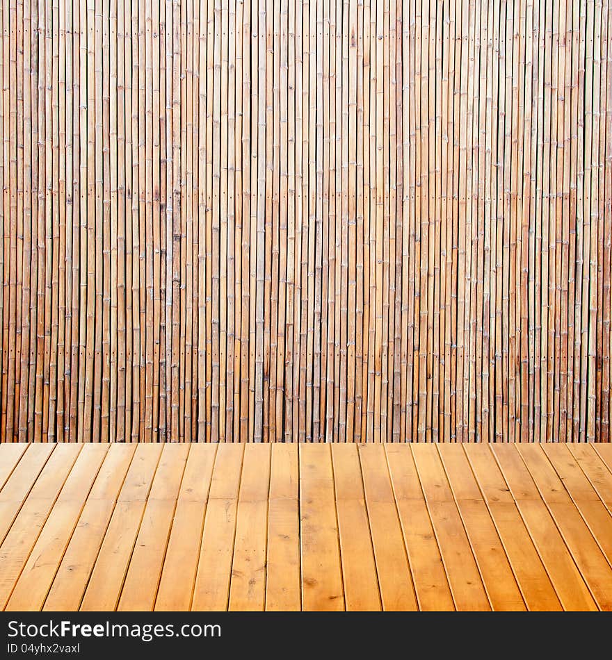 Empty interior room with chinese bamboo background for your design