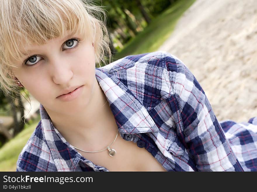 Portait of a girl in the sand