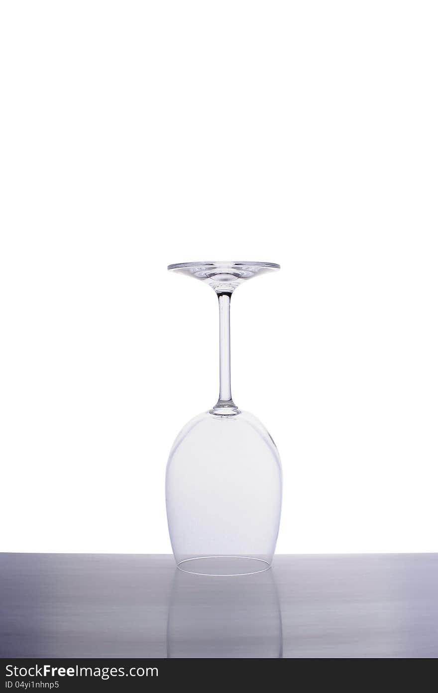 Inverted empty wine glass