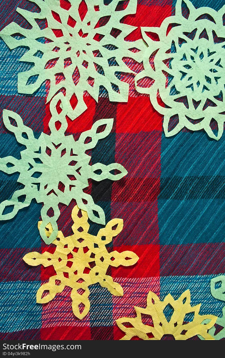 Winter Background With Handmade Paper Snowflakes