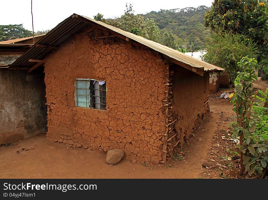 A mud and stick house in Suye, Tanzania, Africa. A mud and stick house in Suye, Tanzania, Africa