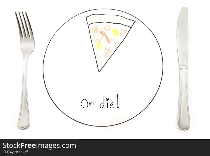 Picture of hand drawn meal. Concept of diet. Pizza slice. Picture of hand drawn meal. Concept of diet. Pizza slice.