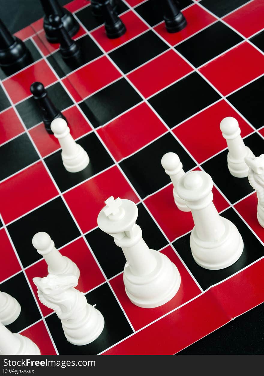 Chess Game Board  Red Black White Colors