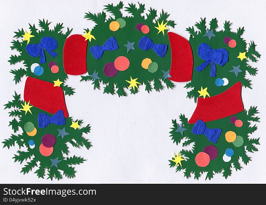 The christmas decoration made of paper on the white background. The christmas decoration made of paper on the white background