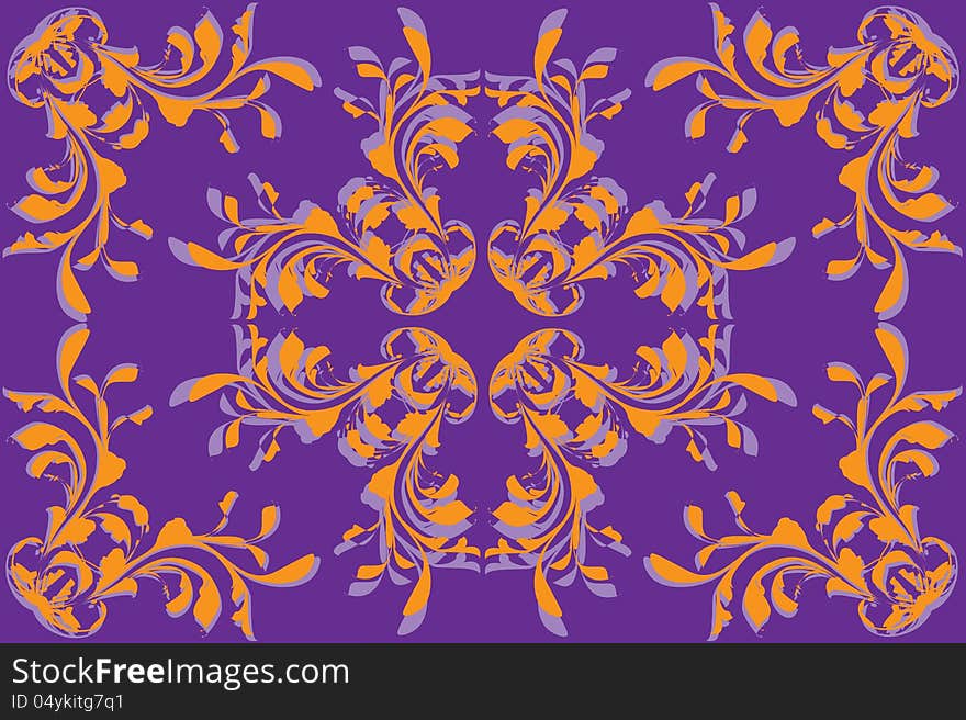 Illustration of abstract vintage violet background with yellow flower pattern. Illustration of abstract vintage violet background with yellow flower pattern.