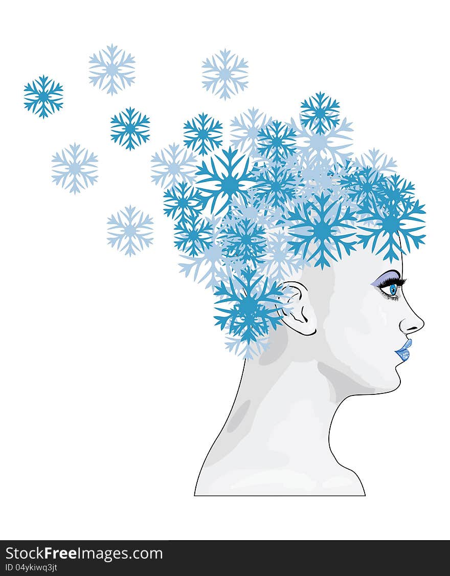 Winter Girl With Snowflakes