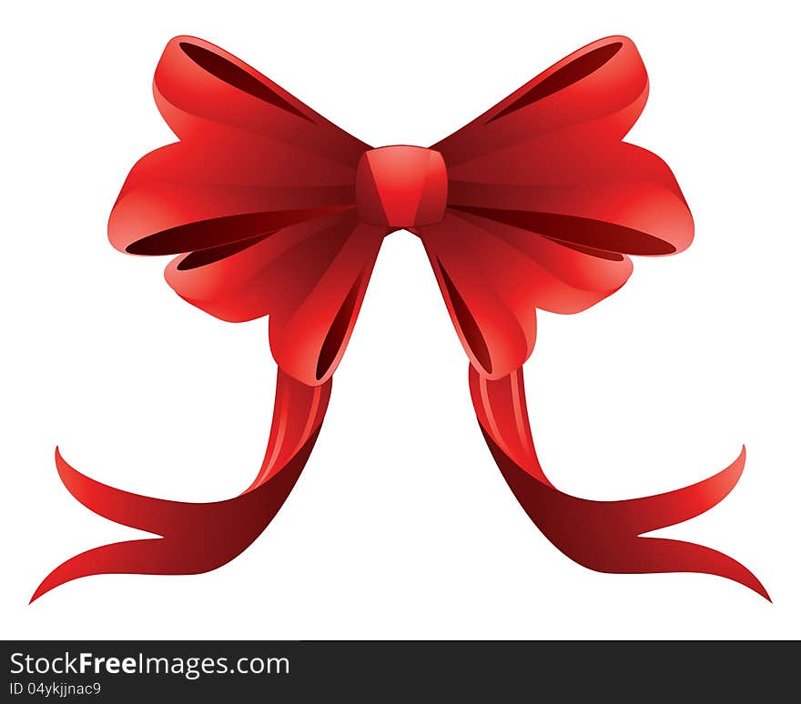 Illustration of big red holiday bow on white background. Illustration of big red holiday bow on white background